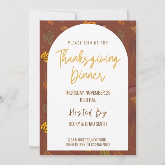 Invitation Florale moderne Thanksgiving Diner (Devant)