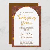 Invitation Florale moderne Thanksgiving Diner (Devant / Derrière)