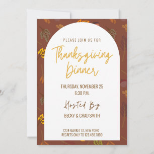 Invitation Florale moderne Thanksgiving Diner