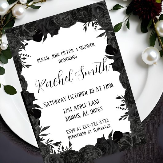Invitation Florale Noir et Blanc