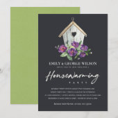 INVITATION FLORALE NOIR FLORALE BIRD HOUSE PARTI RÉCHAUFFANT (Devant / Derrière)