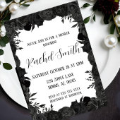 Invitation florale noire et blanche