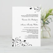 Invitation florale noire et blanche de décalque (Debout devant)