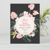 Invitation florale noire rose (Debout devant)