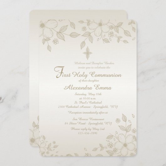 Invitation florale ombragée (Devant / Derrière)