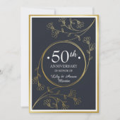 Invitation Florale Or pour les 50 ans de Mariage (Devant)