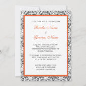 Invitation florale orange de mariage damassé (Dos)