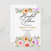 Invitation florale orange et violet à l'aquarelle (Devant / Derrière)