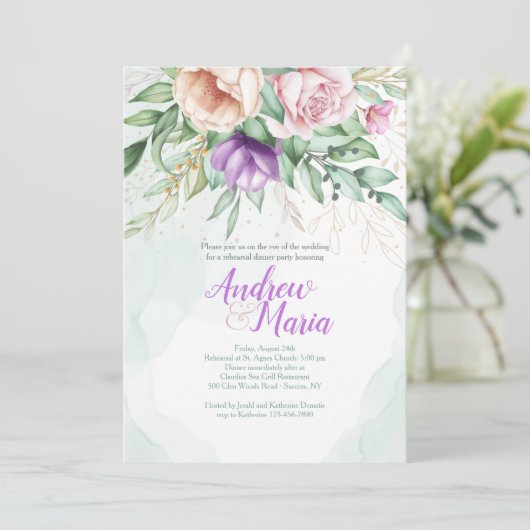 Invitation Florale Pastel (Debout devant)
