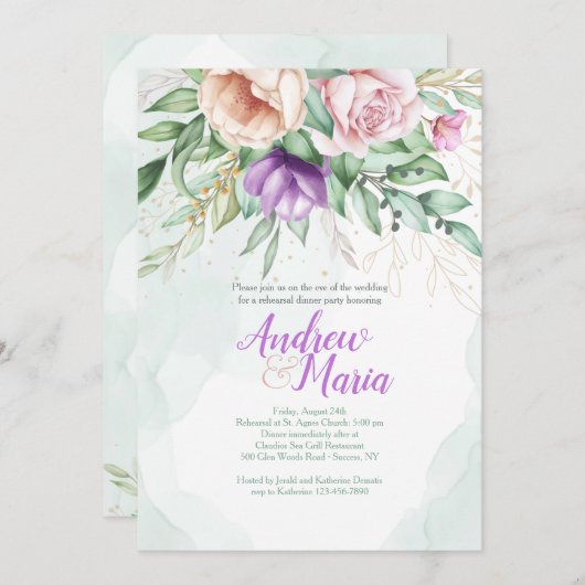 Invitation Florale Pastel (Devant / Derrière)