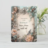 Invitation florale pastel rose bleu victorien (Debout devant)