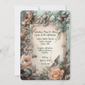 Invitation florale pastel rose bleu victorienne (Dos)