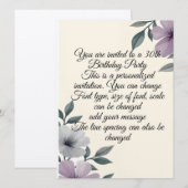 Invitation Florale personnalisée (Devant / Derrière)