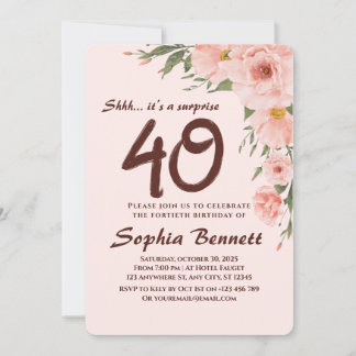 Invitation Florale personnalisée 40e anniversaire