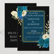 Invitation florale personnalisée Navy & Blush