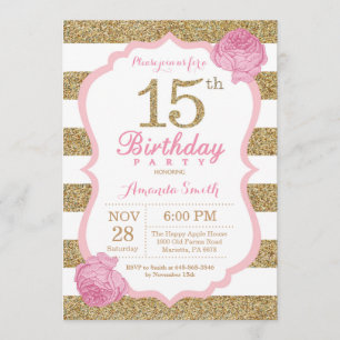 Invitation Florale Pink and Gold
