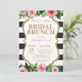 Invitation Florale Pink Black Gold Bridal Brunch (Debout devant)