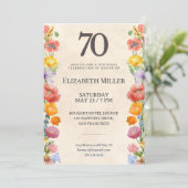Invitation florale pour 70 ans – Conception élégan (Debout devant)