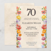 Invitation florale pour 70 ans – Conception élégan (Devant / Derrière)