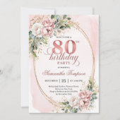 Invitation florale pour 80e anniversaire avec pail (Devant)