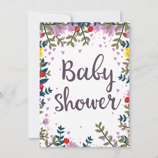Invitation Florale pour Baby Shower (Dos)