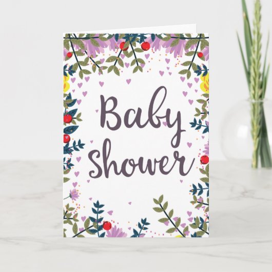 Invitation florale pour Baby Shower (Devant)