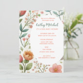 Invitation florale pour Baby Shower C'est une fill (Debout devant)