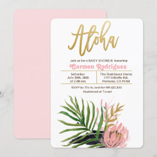Invitation florale pour Baby Shower tropical Aloha