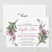 Invitation florale pour Bat Mitzvah botanique (Devant / Derrière)