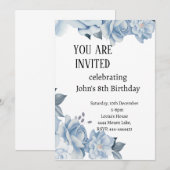 Invitation florale pour le 8e anniversaire (Devant / Derrière)