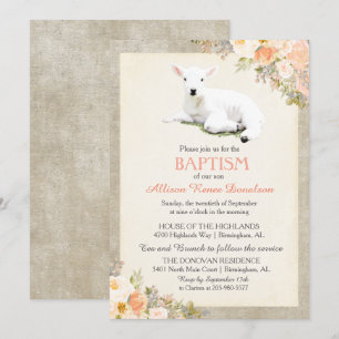 Invitation florale pour le baptême de petit agneau