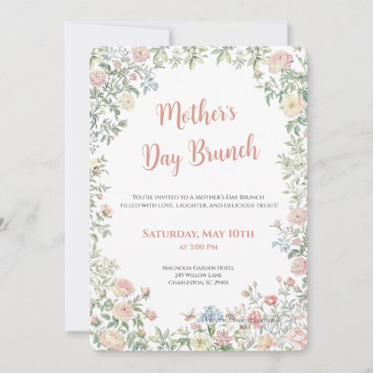 Invitation florale pour le brunch de la fête des m (Devant)