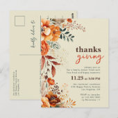Invitation florale pour le dîner de Thanksgiving (Devant / Derrière)