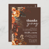 Invitation florale pour le dîner de Thanksgiving  (Devant / Derrière)