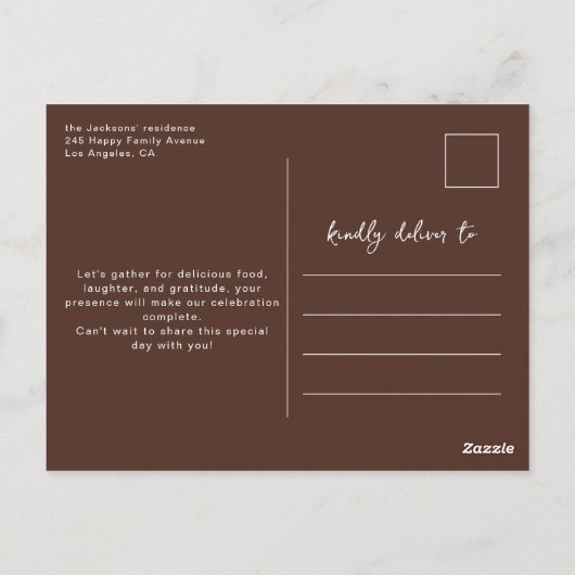 Invitation florale pour le dîner de Thanksgiving  (Dos)