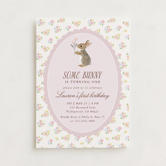Invitation florale pour le premier anniversaire de