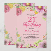 Invitation florale pour les 21 ans des femmes Rose (Devant / Derrière)