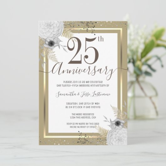 Invitation florale pour les 25 ans de mariage (Debout devant)