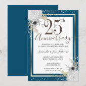 Invitation florale pour les 25 ans de mariage (Devant / Derrière)