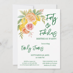 Invitation florale pour les 40 ans d'une femme