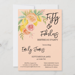 Invitation florale pour les 50 ans d'une femme