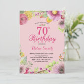 Invitation Florale pour les 70 ans des Femmes Rose (Debout devant)