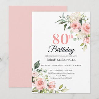 Invitation florale pour les 80 ans d'une femme