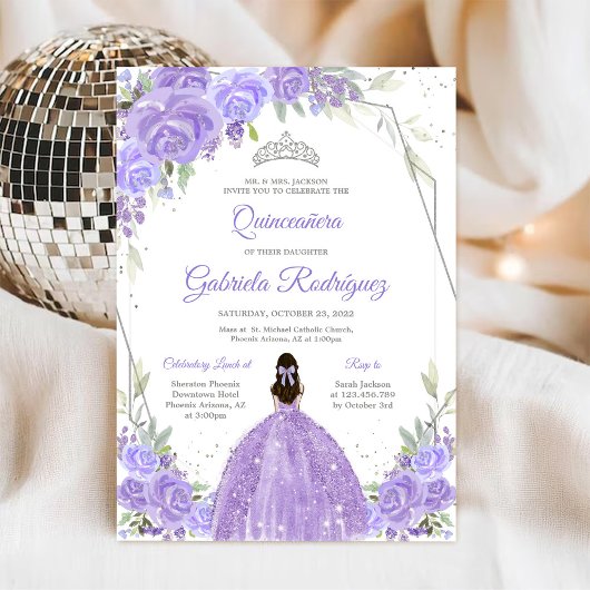 Invitation florale pour Quinceanera