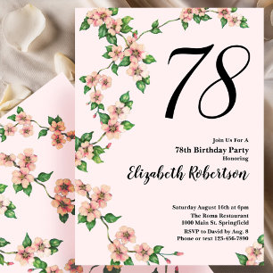 Invitation florale pour un 78ème anniversaire en r