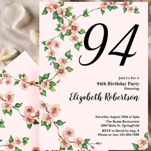 Invitation florale pour un 94e anniversaire en ros