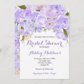 Invitation florale pourpre de baby shower de (Devant / Derrière)