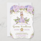 Invitation florale pourpre de baby shower de lapin (Devant)