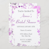 Invitation florale pourpre de Fête de la mariée (Devant / Derrière)