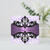 Invitation florale pourpre et noire d'anniversaire (Debout devant)